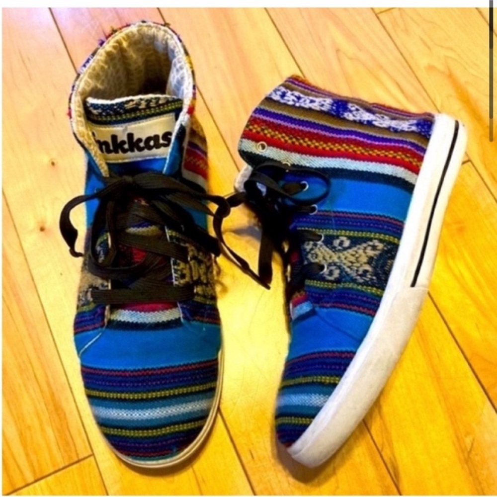 Inkkas High Top lace up sneakers Peruvian textile colorful size six